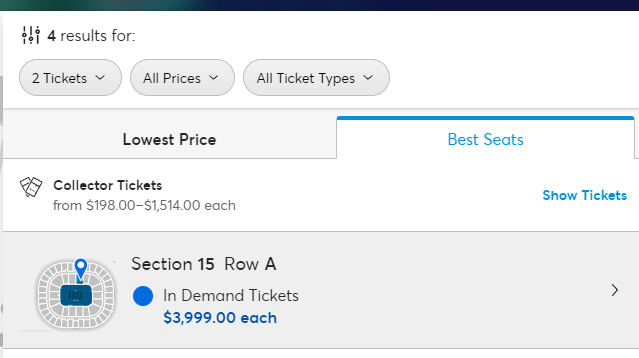 TicketingFair's tweet photo. $3999! how high can @AustralianOpen go for regular seats with a face value of approx $900? https://t.co/wIOMWaMGcS