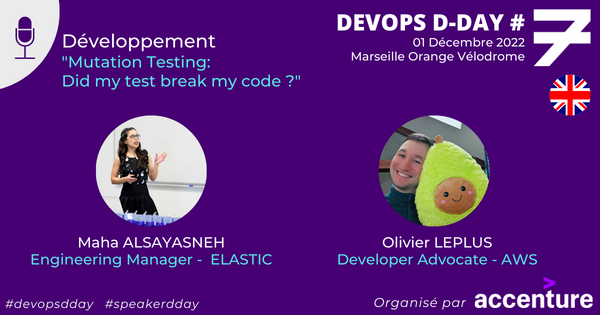 dadoonet's tweet photo. Ne manquez pas @Devopsdday le 1er décembre à Marseille ! Ma collègue @MahaALSayasneh et @olivierleplus y parleront de mutation testing... ▶️ https://t.co/0t35ziWQSa. La rumeur dit qu'il se pourrait que je sois aussi présent ce jour là 😉. #DEVOPSDDAY https://t.co/FVH0Wljt7v