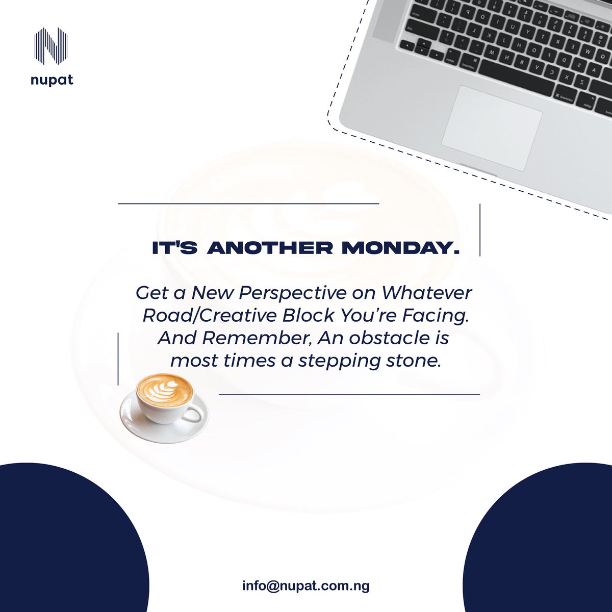 NupatOfficial's tweet photo. As we begin a new week, this is a reminder that creative blocks are normal in the tech world. How you go about it define your success in your chosen field.
As always, have an awesome week ahead💙
#mondaymotivation #machala #creativeblock #tipsfortech #japa #BlackTechTwitter https://t.co/3IfWxmUESN