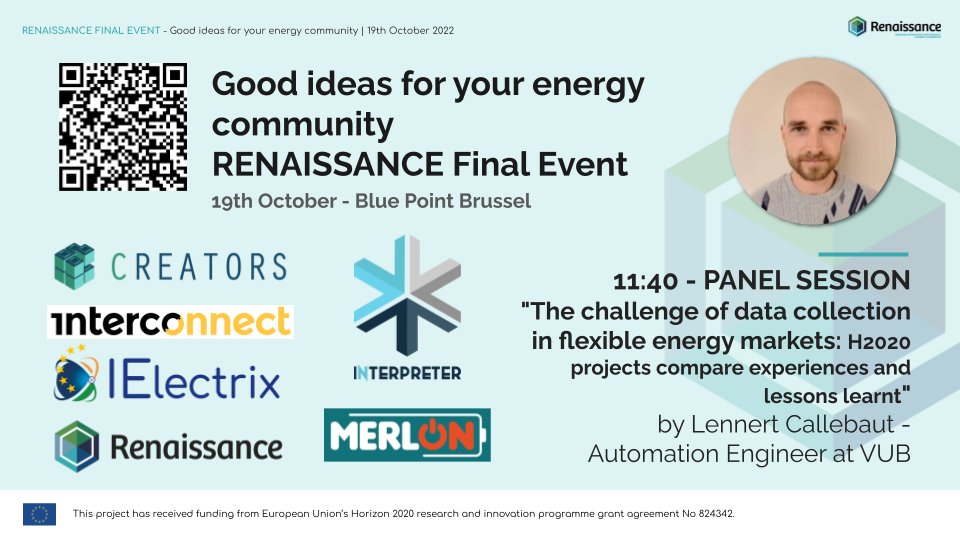 Check out the five H2020 projects confirmed in our data collection panel session: <a href="/creators4you/">CREATORS</a> <a href="/InterConnectPrj/">InterConnect Project</a> <a href="/Ielectrix_H2020/">IElectrix_H2020</a> <a href="/MERLON_H2020/">MERLON</a> <a href="/Interpreter2020/">INTERPRETER H2020</a> 
Thanks to Lennert Callebaut from <a href="/MOBI_VUB/">MOBI Electromobility Research Centre</a> for moderating. Last day to register, hurry up!