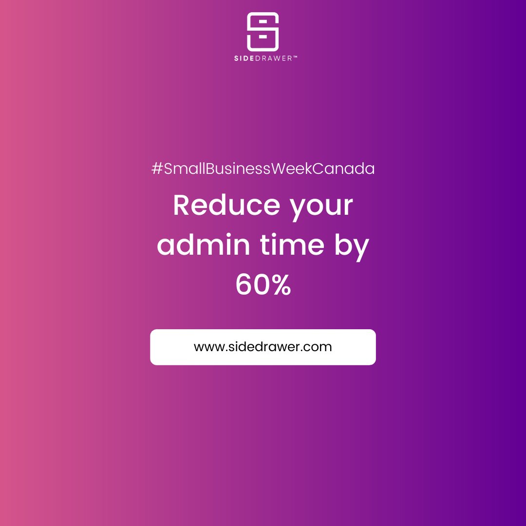 sidedrawerinc's tweet image. It’s #SmallBusinessWeekCanada! Scale your business with SideDrawer and reduce your admin time by 60% so you can have more meaningful #ClientEngagements. If you are a small business and would like to learn more, book a discovery call today: hubs.la/Q01pr2y00