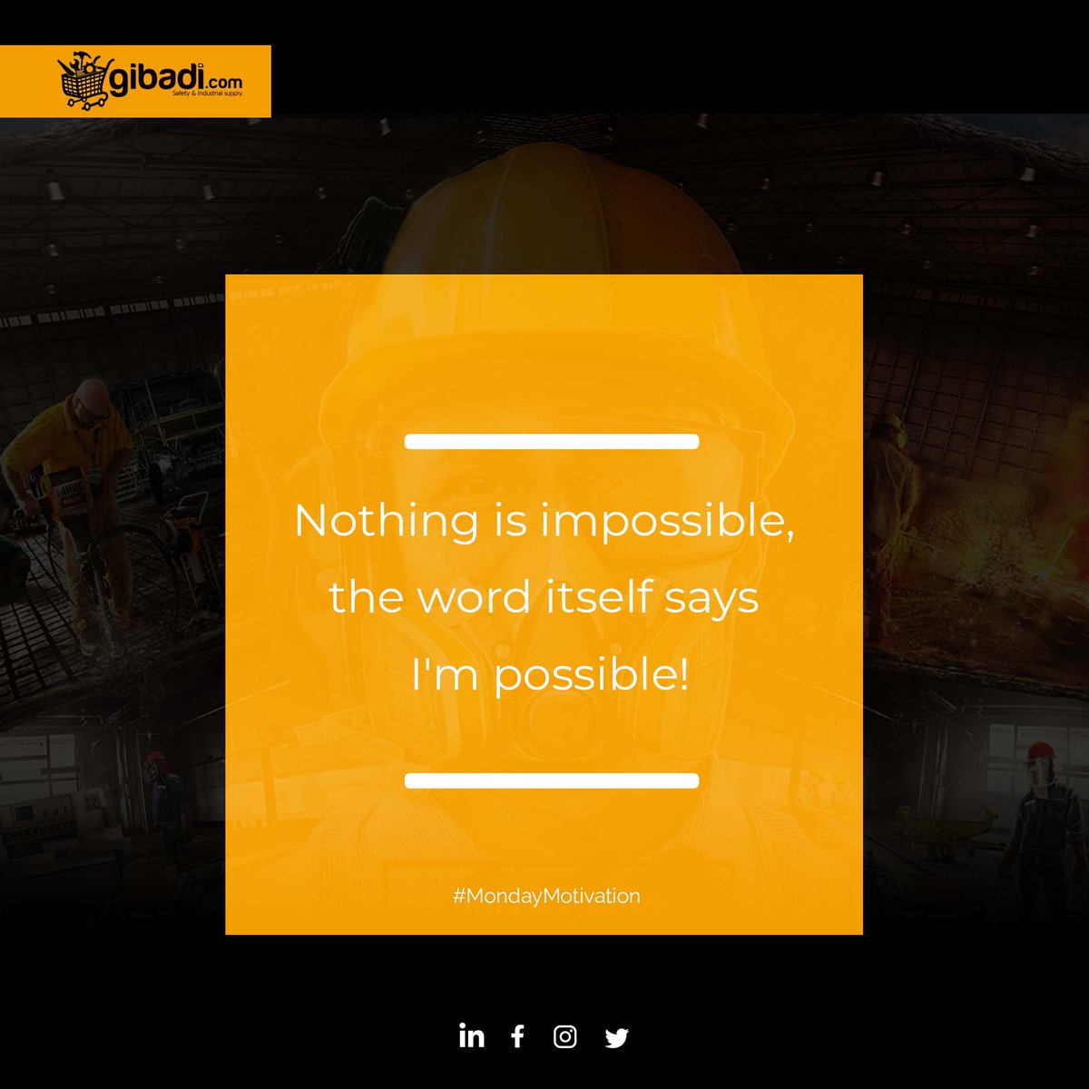 GibadiStore's tweet photo. So many things are possible as long as you don't know they are impossible.. Have a blessed week

#mondaymotivation #monday #safetyfirst #karcherprofessional #bosch #3m #osinbajo https://t.co/8EoaY117Ts