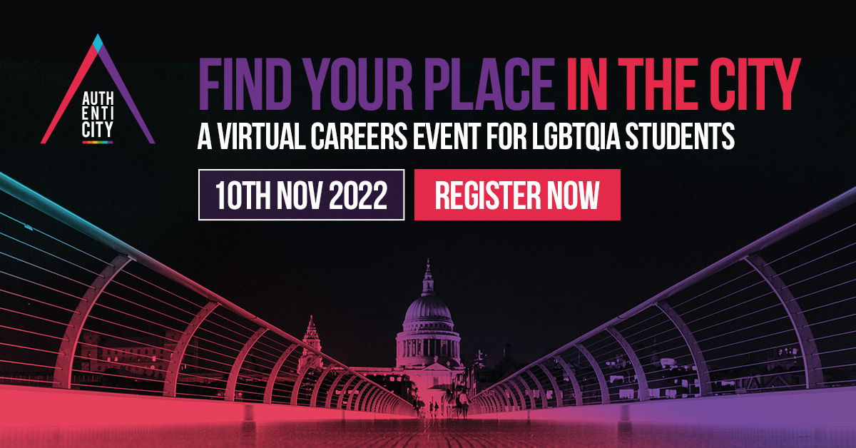 Join our online careers event on 10th Nov, 1PM, for #LGBTQIA students who want to embark on a career in the #city. Speak to recruiters and #grads about their experience being LGBTQIA in the workplace and explore opportunities for a range of industries &gt;&gt; web.cvent.com/event/ebd3d77f…