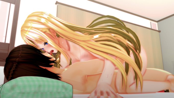 #COM3D2
「んっ、あむ♡ちゅっ......上と下の口、両方で一緒にキスしちゃうの、とっても気持ち良いですね......♡」

「気持ちいいけど、そんなに腰早くしたら、出る、出るからっ......」 