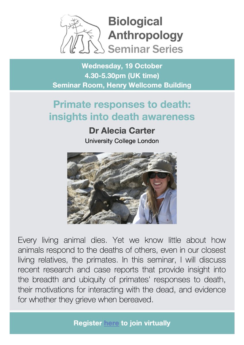 Lucia Nadal (@lucinadal) on Twitter photo Donāt miss this weekās <a href="/Cambridge_Uni/">Cambridge University</a> Biological Anthropology Seminar ā ļøāPrimate responses to death: insights into death awarenessāā ļø with <a href="/alecia_carter/">Alecia Carter</a> Register here ā”ļø cam-ac-uk.zoom.us/meeting/regist⦠<a href="/CamBioanth/">CambridgeBioAnth</a> <a href="/UCamArchaeology/">Cambridge Archaeology</a> <a href="/J_Saers/">Jaap Saers</a> <a href="/ArchaeoAshleigh/">Dr Ashleigh Wiseman</a> <a href="/edwinj_dj/">Edwin de Jager</a> Donāt miss this weekās <a href="/Cambridge_Uni/">Cambridge University</a> Biological Anthropology Seminar ā ļøāPrimate responses to death: insights into death awarenessāā ļø with <a href="/alecia_carter/">Alecia Carter</a> Register here ā”ļø cam-ac-uk.zoom.us/meeting/regist⦠<a href="/CamBioanth/">CambridgeBioAnth</a> <a href="/UCamArchaeology/">Cambridge Archaeology</a> <a href="/J_Saers/">Jaap Saers</a> <a href="/ArchaeoAshleigh/">Dr Ashleigh Wiseman</a> <a href="/edwinj_dj/">Edwin de Jager</a>