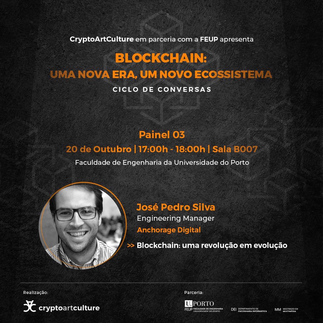 CryptoArtCult's tweet photo. @feup_porto and @CryptoArtCult  with @jpsfs at @Anchorage >>> Find out all about the event and keep up to date... 👉 Follow our page! @CryptoArtCult https://t.co/2V0pPycAV8