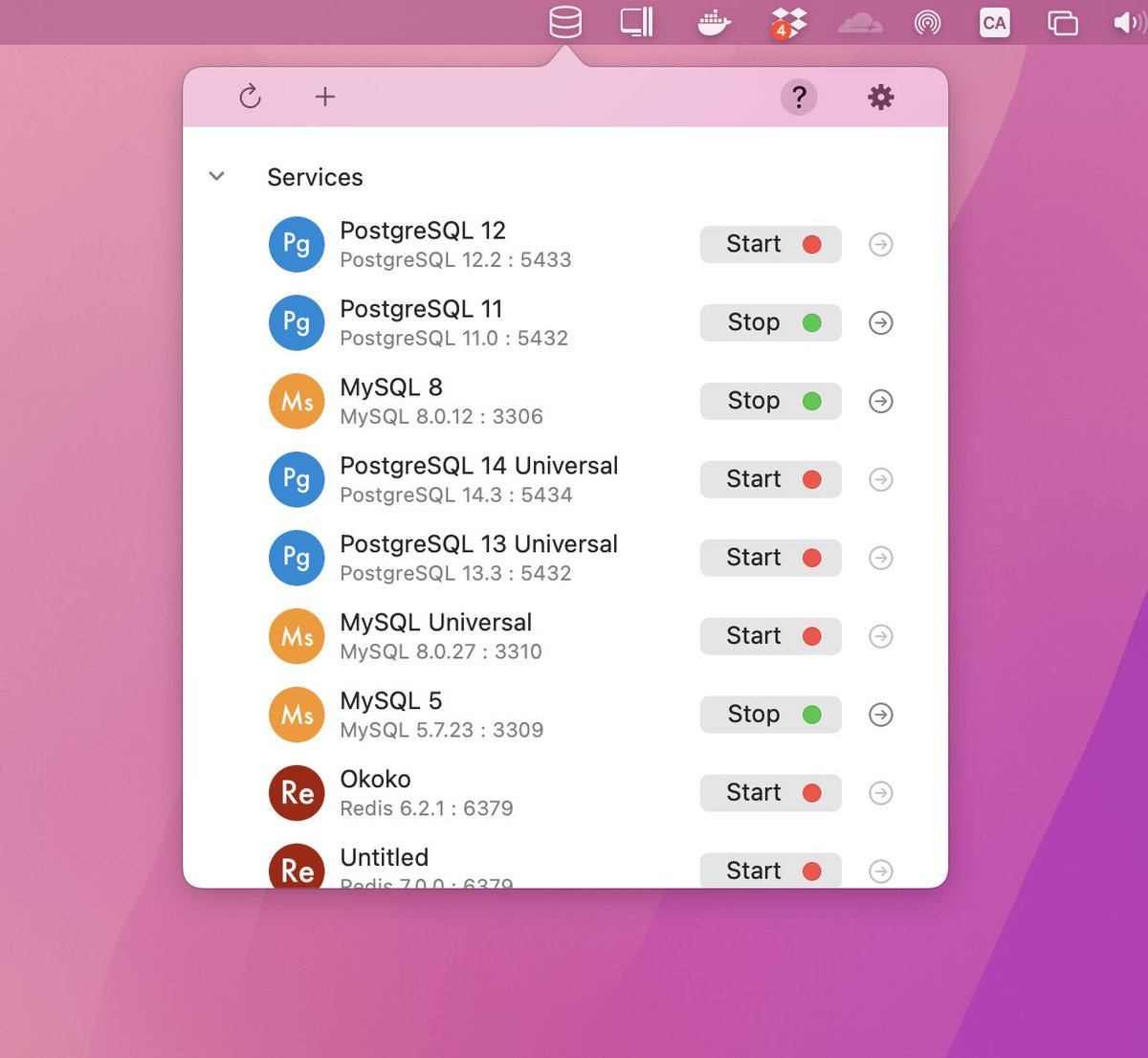 TablePlus's tweet photo. Finally, DBngin menu bar app. @DBngin 

😍 https://t.co/hj5wLITpwS