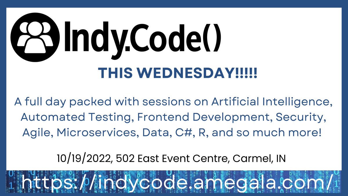 ConferenceIndy's tweet image. Indy.Code() is THIS WEDNESDAY 10/19/2022!

Thank you to all all sponsors, supporters and community! We are so excited to be back!

indycode.amegala.com

@moserconsulting @wwwsepcom @CleanSlate_TG @jdsportsus @KnowledgeInc @VMwareTanzu @LillyPad #SoftwareDev #TechConf #IT #Indy