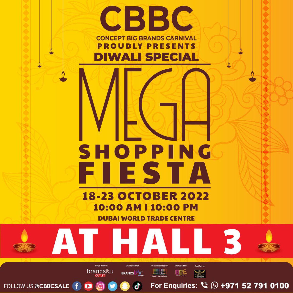 cbbcsale's tweet image. Diwali Special!!! 

Enjoy great brands and mouth watering discounts with a twist of Diwali exclusively at the CBBC Mega Shopping Fiesta! 

Visit us!
Dubai World Trade CentreHall 3
18 - 23 October
10am-10pm

#cbbcsale #family #joy #happiness #dubai #shopping #fashion #lifestyle