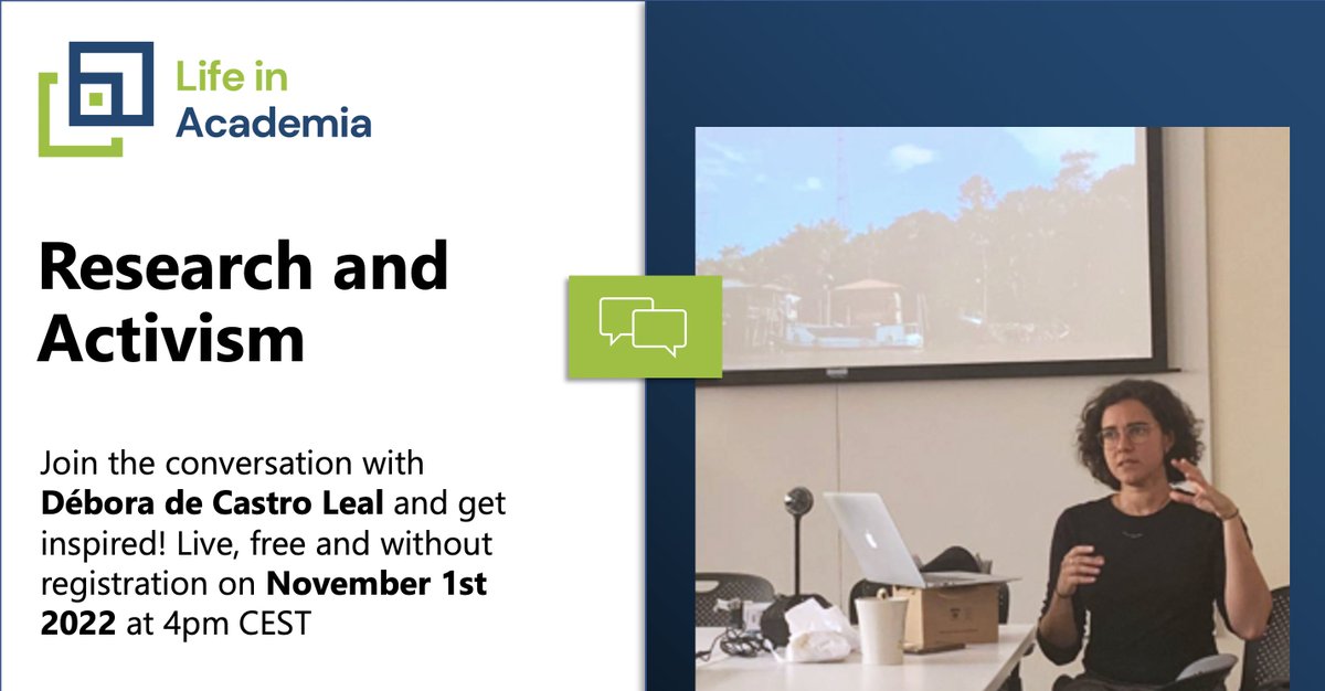 Join the conversation “Research and Activism” with Débora de Castro Leal and get inspired! Live, free and without registration on November 1st 2022 at 4pm CEST. #hci #phd  #academia #activism @unioldenburg