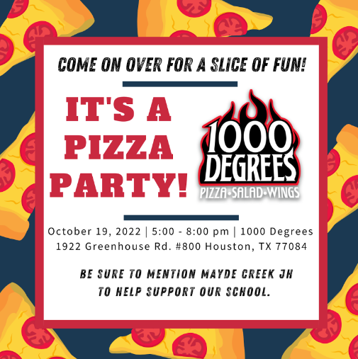 MCJHGators's tweet photo. Gator Community.....join us @1000DegreePizza
 to support Spirit Night.  #maydeusproud #maydemyday #maydeforthis #mcjhstrongertogether https://t.co/wrHSFeWM8f