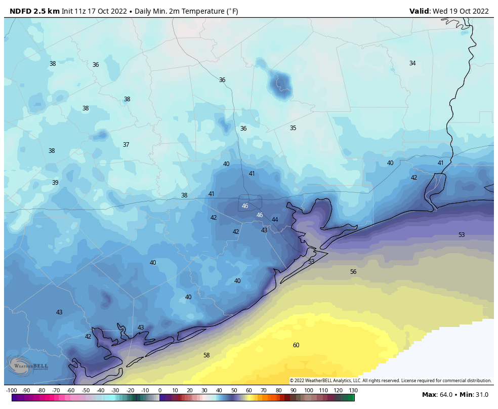 SpaceCityWX's tweet photo. It's going to get downright cold in Houston this week!

https://t.co/CkbyOrnkLA https://t.co/6NWty6wgxk