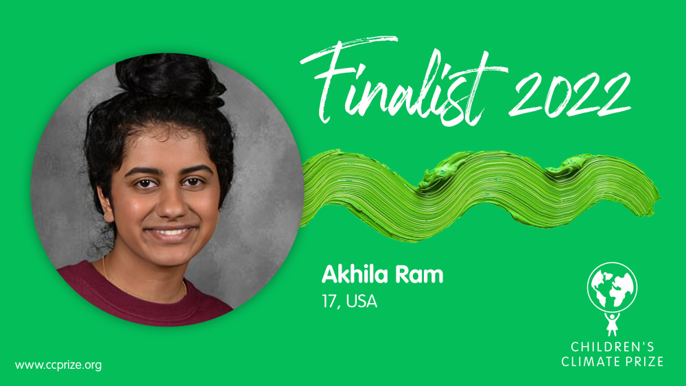 Let us present the fifth and final finalist for the Children's Climate Prize 2022 - Akhila Ram, 17 years old from Lexington, USA. Akhila has developed a machine learning model for continuous groundwater monitoring.  mynewsdesk.com/se/childrenscl…