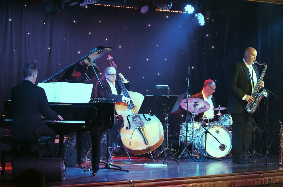 simonbsax's tweet photo. Still a few tickets left on the door for the Simon Bates / Harry the Piano Quartet on Tuesday 18th October (tomorrow - at time of posting!) at North Hall, Loxwood RH14 0SF 8pm start. Come and see why Alexander Armstrong chose this group to be his band! https://t.co/Rg1w1Pkf0B
