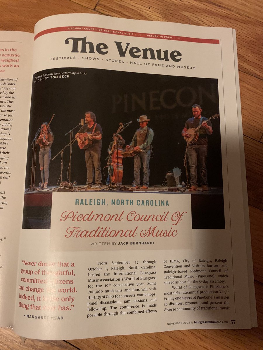 PineConeNC's tweet photo. “PineCone has evolved into a majestic cultural resource…” writes Jack Bernhardt in this lovely feature in the new @bgunlimitedmag. It’s in subscribers’ mailboxes now. #bluegrass #saveprintmedia https://t.co/nsZ4dI2Y79