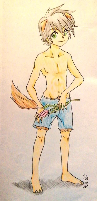 断捨離したら出てきた、昔のイラストわんこ少年 