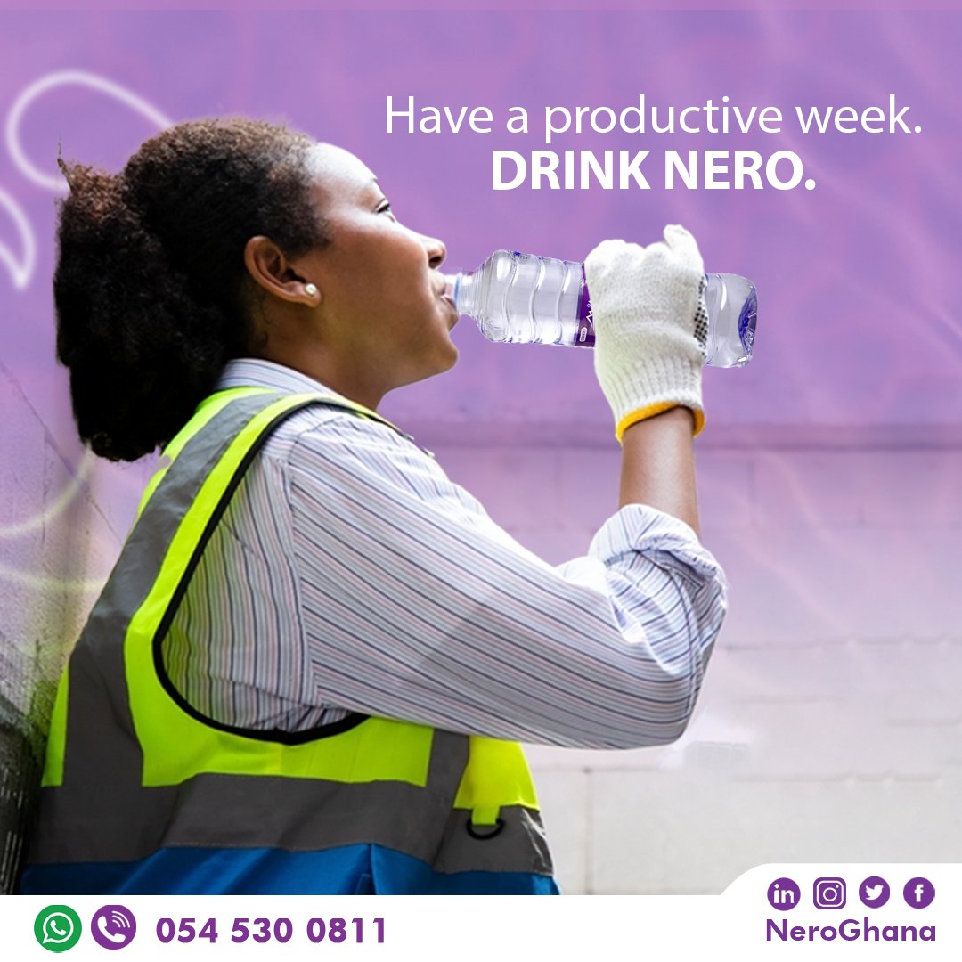 neroghana's tweet photo. Have a productive week. #NeroGhana #DrinkNero

#StaySafe #WeCare #ExperienceNature #TrustInEveryDrop #LoveNeroMineralWater https://t.co/VnDYbR7LKy
