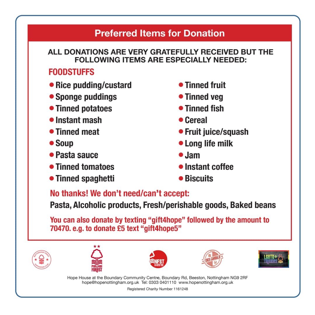 NFFC Supporters' Trust (@NFFCTrust) on Twitter photo 2022-10-17 11:37:27 The Trust and other #nffc fan groups are delighted to be working with @HopeNottingham and @NFFC to run a foodbank collection before Saturday's game. Times are tough for many people, so please donate what you can to help local foodbanks. The Trust and other #nffc fan groups are delighted to be working with @HopeNottingham and @NFFC to run a foodbank collection before Saturday's game. Times are tough for many people, so please donate what you can to help local foodbanks.