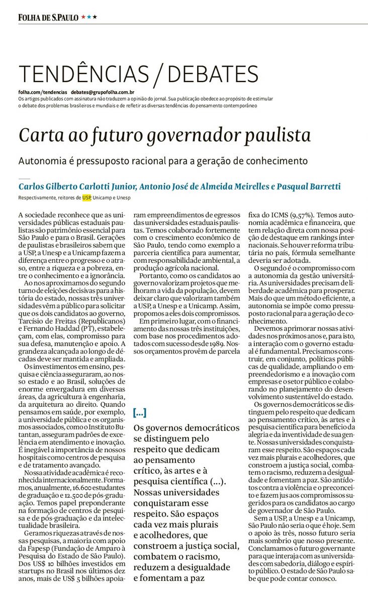 abcdusp's tweet photo. Geração de conhecimento tem como base a autonomia, afirmam representantes da universidades estaduais paulistas
via PRPI/USP
A @abcdusp apoia esse posicionamento e promove o amplo acesso à informação e conhecimento
@usponline @noticias_cruesp
#ODS4 #SDG4 #educacaodequalidade https://t.co/TFwc5KFIpP