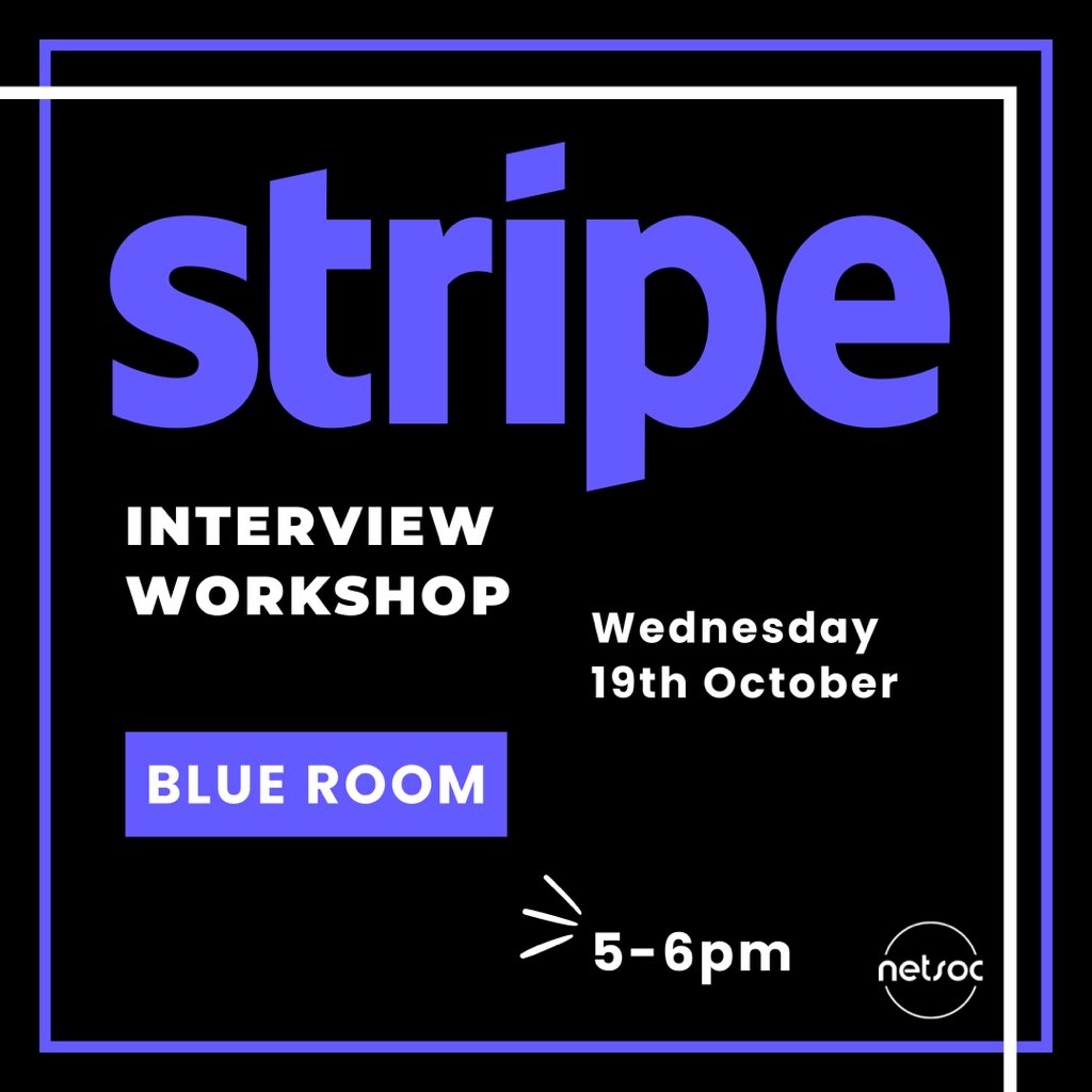 UCDNetsoc's tweet image. We are hosting an Interview Workshop this Wednesday @ 5pm ! In this workshop, you will discover the interview process at Stripe. Sign up at this link 👉ucdnetsocstripeivw.splashthat.com