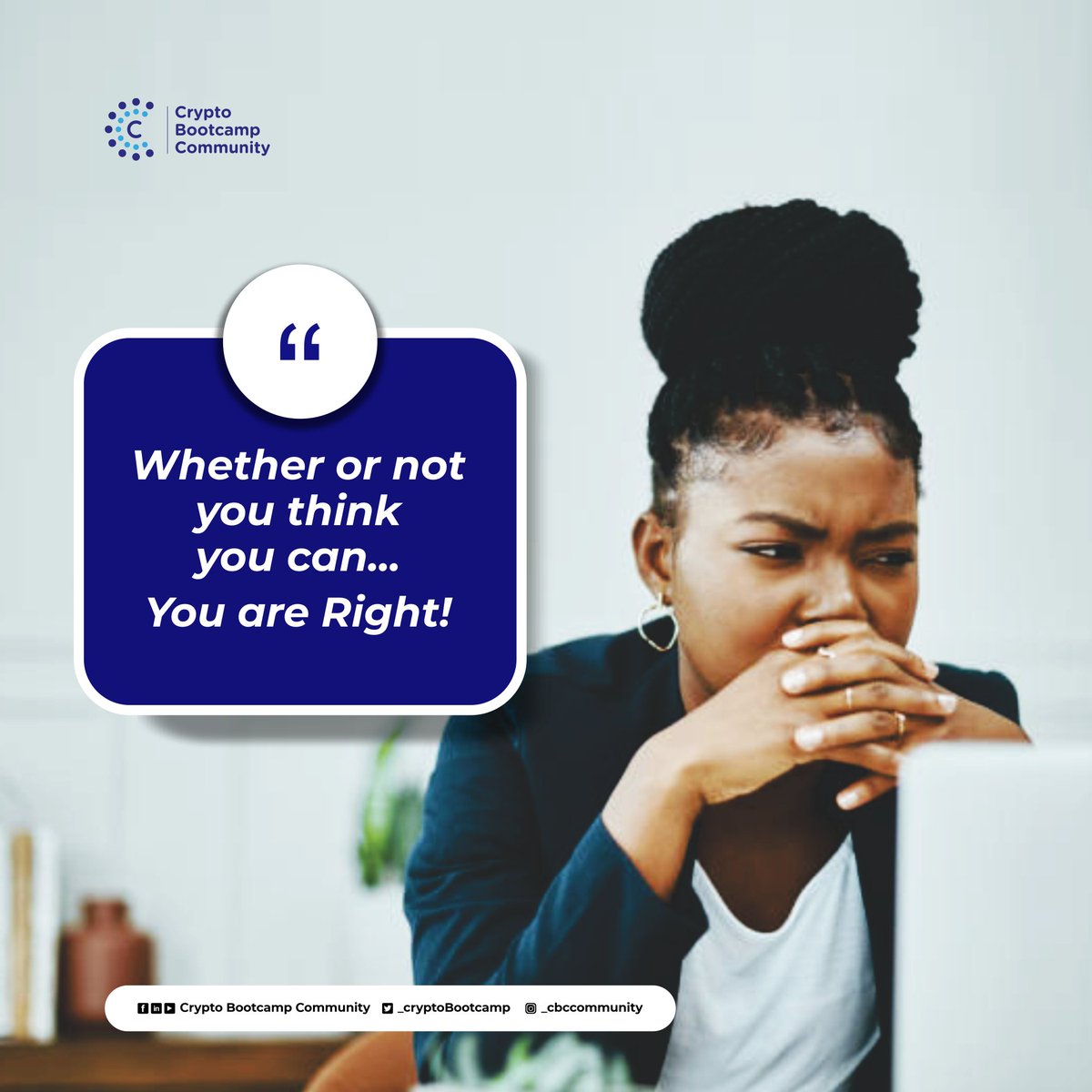 _CryptoBootcamp's tweet photo. The power is in the mind. You can only go as far as your mind lets you. Changing your mindset is the first step to achieving your dreams.
Are you ready to Skill Up?
#SkillUpwithCBC #CBCBootcamp3 #mondaymotivation https://t.co/STStglCajo