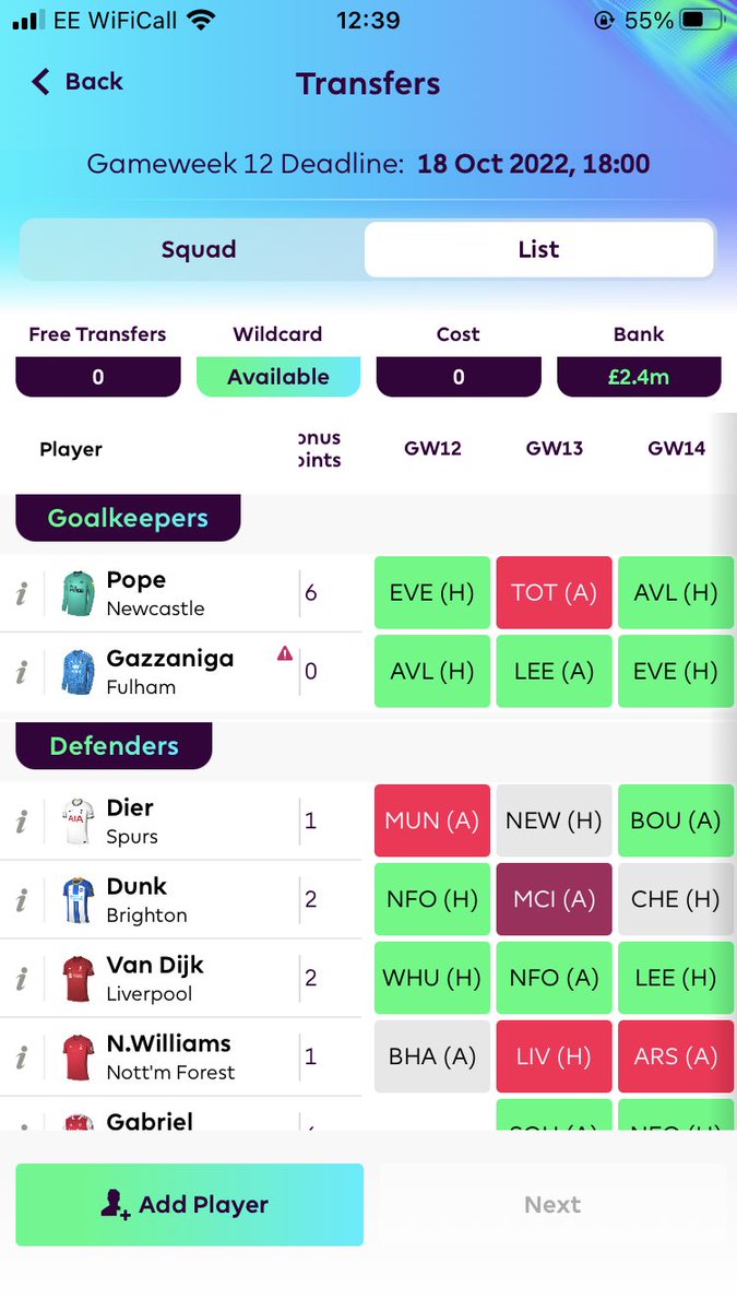 PorteFPL's tweet photo. This is my current squad,

I can get 11 out in #GW12. #GW13 #GW14 look pretty strong 
Kane Salah Haaland and Arsenal cover.   

When would you wildcard?  Treat #GW16 as another free hit? https://t.co/5A9tmxdaCY