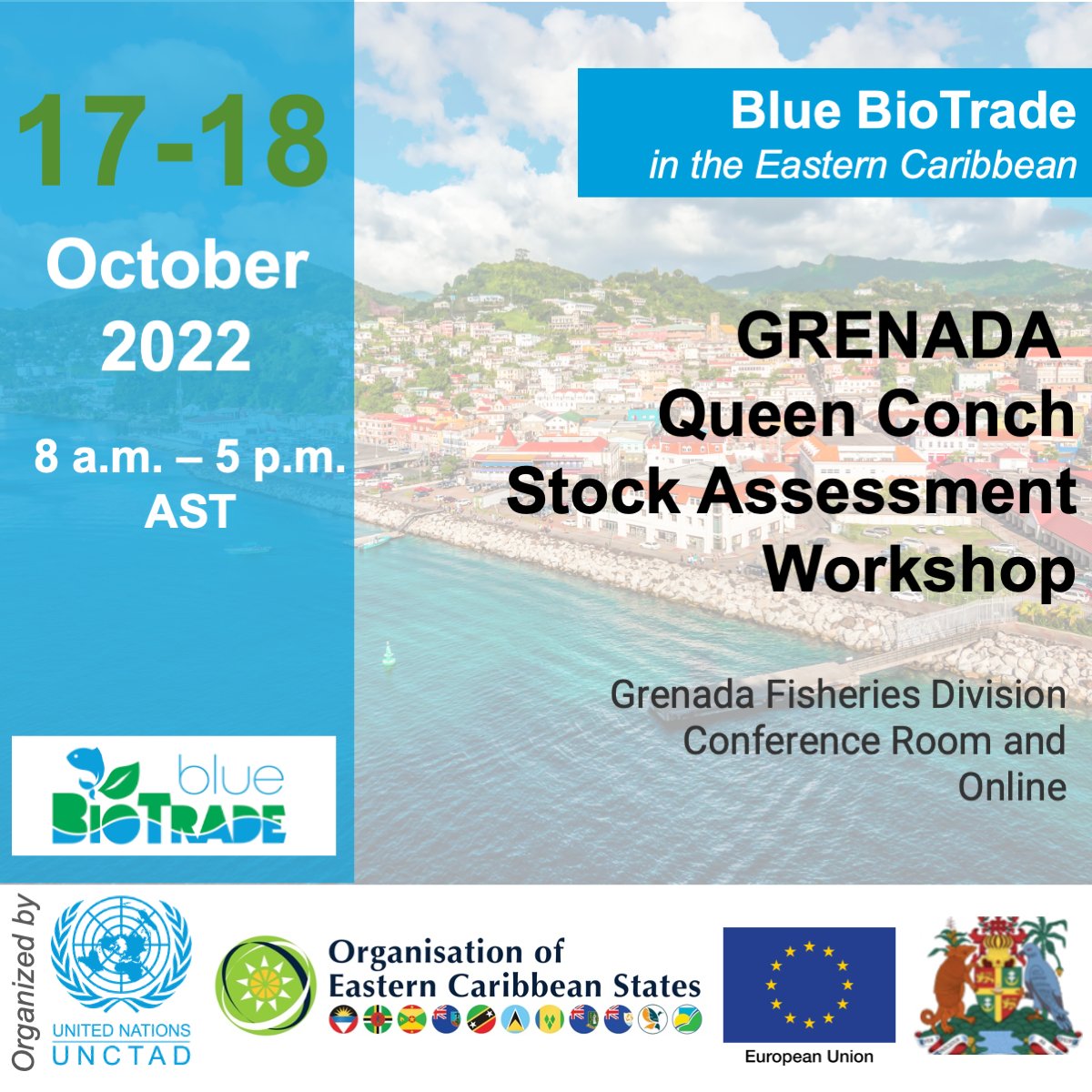 UNCTAD_OceanEco's tweet photo. 📢Ahead of @CITES #COP19, Grenada’s #BlueBioTrade queen conch stock assessment kicks off this week. AGENDA: A 2-day workshop &amp; a 4-day field survey to enable legal, sustainable &amp; traceable #trade of this highly-valued Appendix II-listed marine species.🔗https://t.co/HUwP3lG16t https://t.co/mBI2MuqHB6