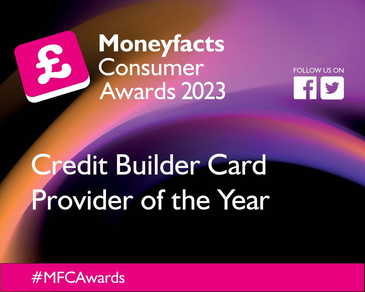 The Moneyfacts Consumer Awards finalists in Credit Builder Card Provider of the Year are: @118118Money, Aqua, @Barclaycard @CapitalOneUK @Cashplus @HSBC_UK @PostOffice @TescoBankNews @VirginMoney, Vanquis Bank #MFCAwards ow.ly/jwaX50L7Sf2