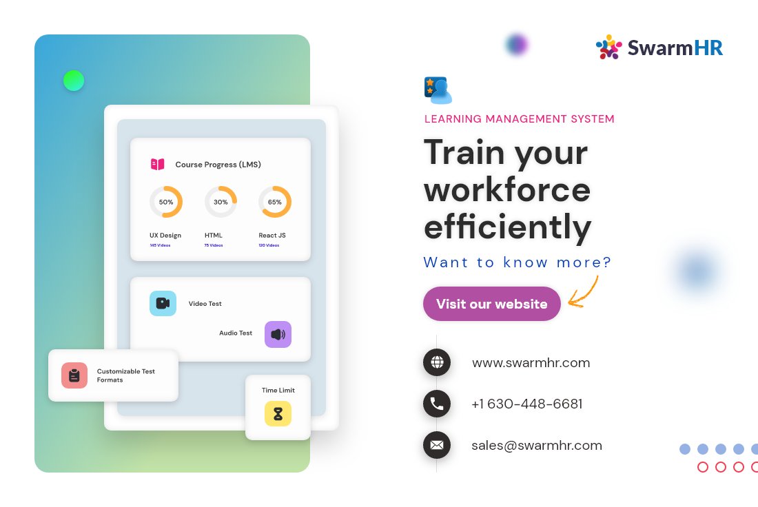 SwarmHr's tweet photo. Create, manage, track and analyze training programs for employees to attain proficiency in different skills and competencies enabling organization to achieve its business objectives.

Schedule a demo: https://t.co/aRTLP4BQrk

#hr #lms #lmssoftware #learningmanagementsystem https://t.co/ZaQAhACI53