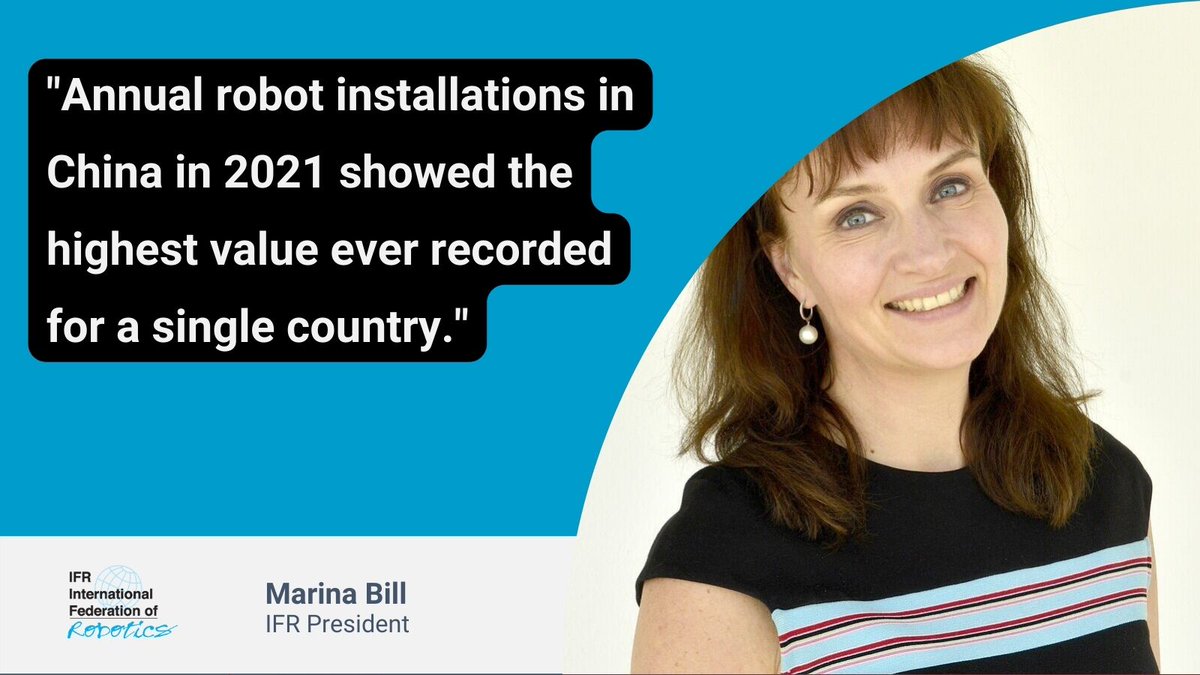 IFR_Robots's tweet photo. "China in 2021 showed the highest value ever recorded for a single country," states IFR President Marina Bill.
https://t.co/BXx7cXmbEQ
#WorldRobotics #Robots #IFR https://t.co/C8QX8z9xFt