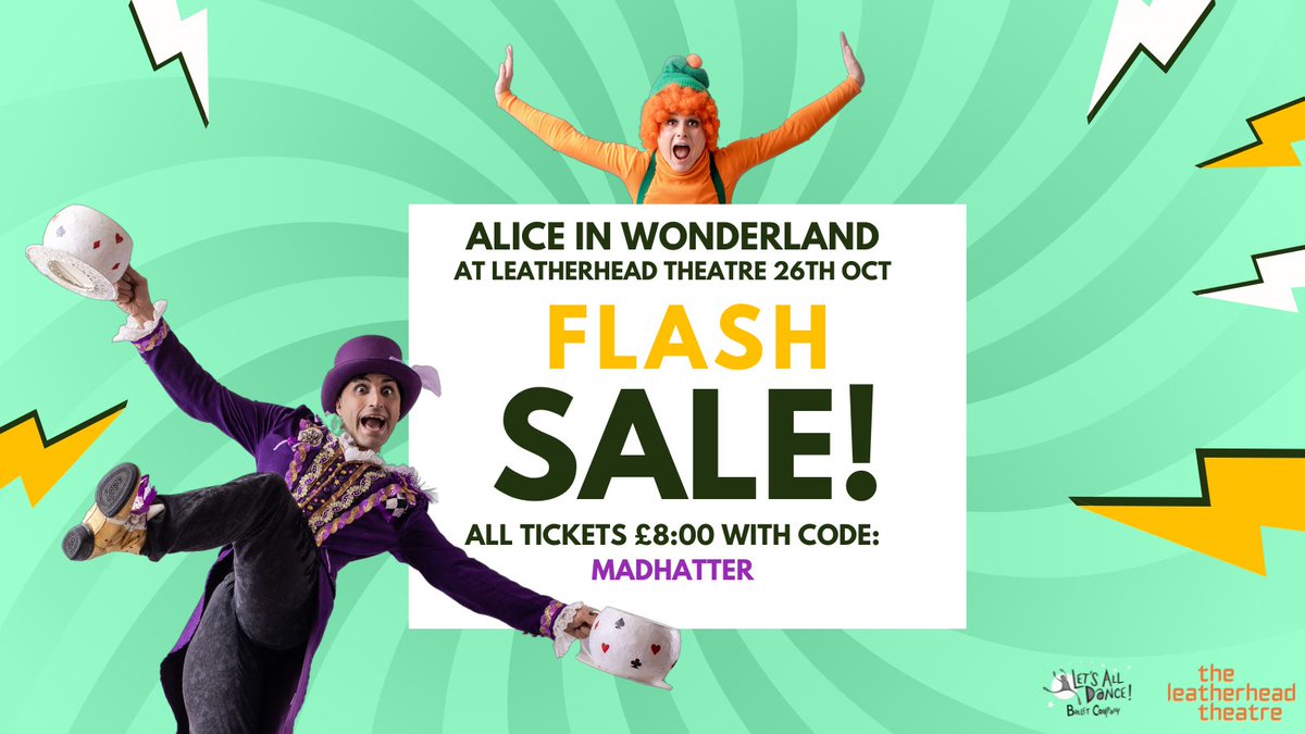 REMINDER! We have a special offer on for ALL tickets for Alice in Wonderland during next week's half term. Just use code MADHATTER at the checkout! theleatherheadtheatre.com/whatson/alice-…

#aliceinwonderland #familyballet #specialoffers #theatreoffers #leatherheadtheatre #halftermoffer