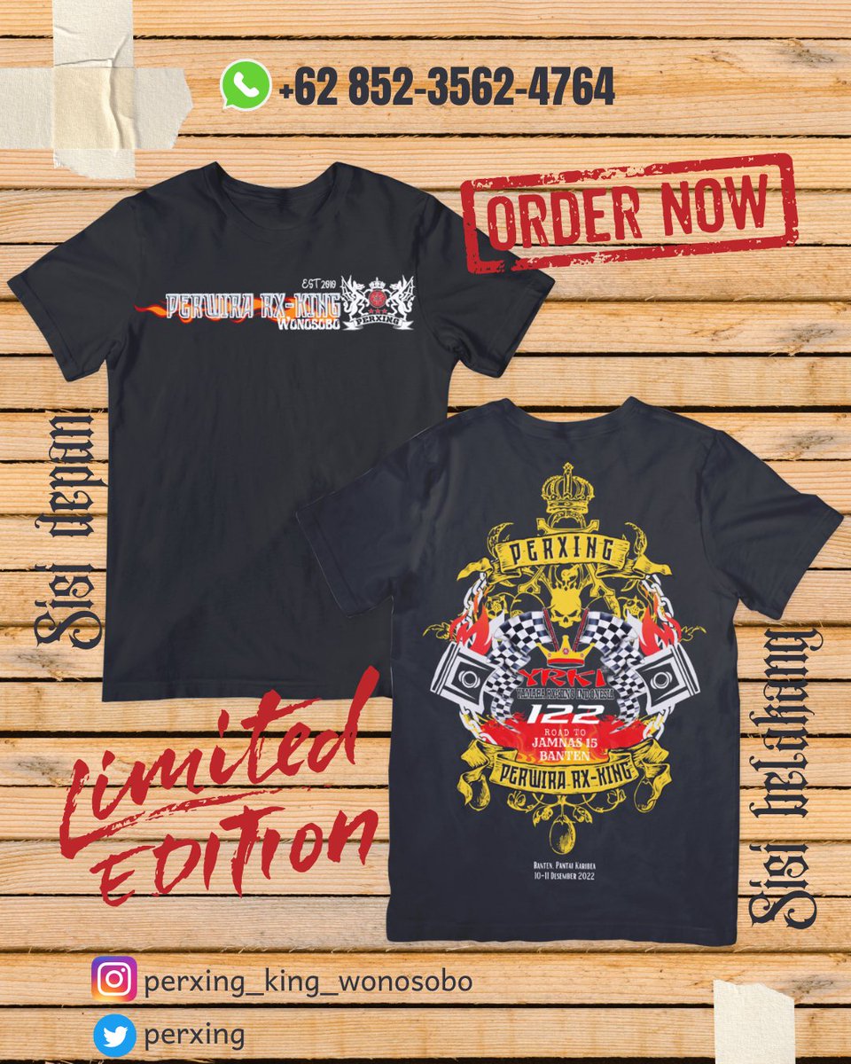 perxing's tweet photo. Untuk kaos Perxing Road to jamnas YRKI 15timewa sudah bisa di order ya broooh.... Langsung ke kontak WA tertera. Cuuuss. https://t.co/qXHmXiuRwi