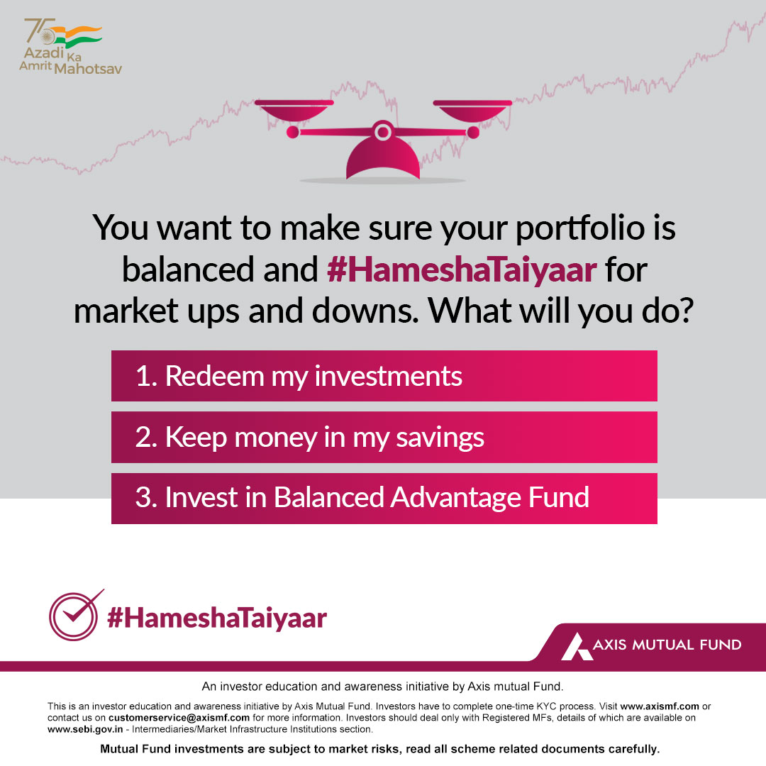 Yes, there’s a way to stay #HameshaTaiyaar even during market volatility! 
Comment the right answer and stand a chance to win amazon voucher, don't forgot to add the hashtag #HameshaTaiyaar.
For terms &amp; conditions: bit.ly/3EPwfx6
 
#Contest