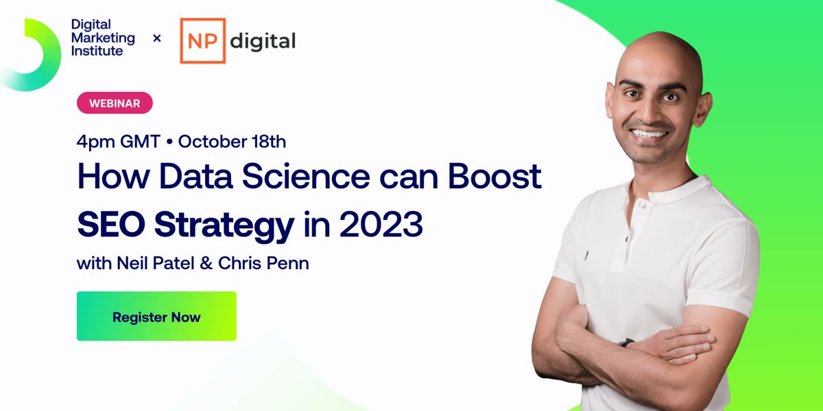 dmigroup's tweet image. One day to go! Join us tomorrow to hear about boosting your SEO with data science. In this free webinar, @neilpatel and @cspenn will take you through getting the most out of your data.  

bit.ly/3BXk2De 

#seo #DigitalMarketing