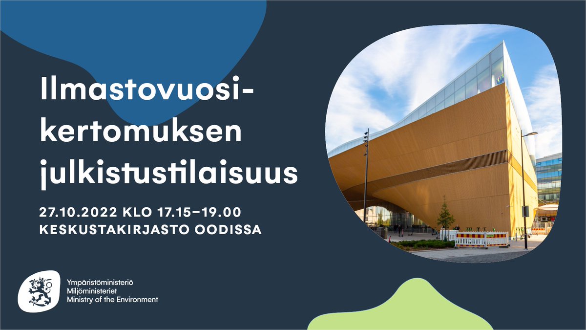 Miltä päästökehitys näyttää Suomessa? 
 
Tervetuloa ilmastovuosikertomuksen julkistukseen @oodihelsinki ’in 27.10!

Puhumassa mm. ministeri <a href="/MariaOhisalo/">Maria Ohisalo</a>, ympäristöneuvos Magnus Cederlöf ja Ilmastopaneelin pj Markku Ollikainen.

Tilaisuuteen on vapaa pääsy.

#ilmastovuosikertomus