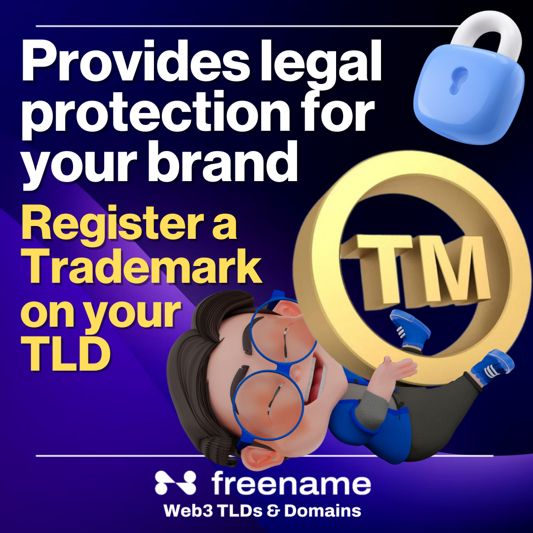 freename's tweet photo. π Registering a trademark on your Freename Web3 TLD will allow you to juridically protect your web3 TLD as well your logo worldwide.
β‘οΈ ASK FOR INFO support@freename.io
#nftdomain #nft #blockchain #domains #web3 #domainweb3 https://t.co/zoHSLrouri