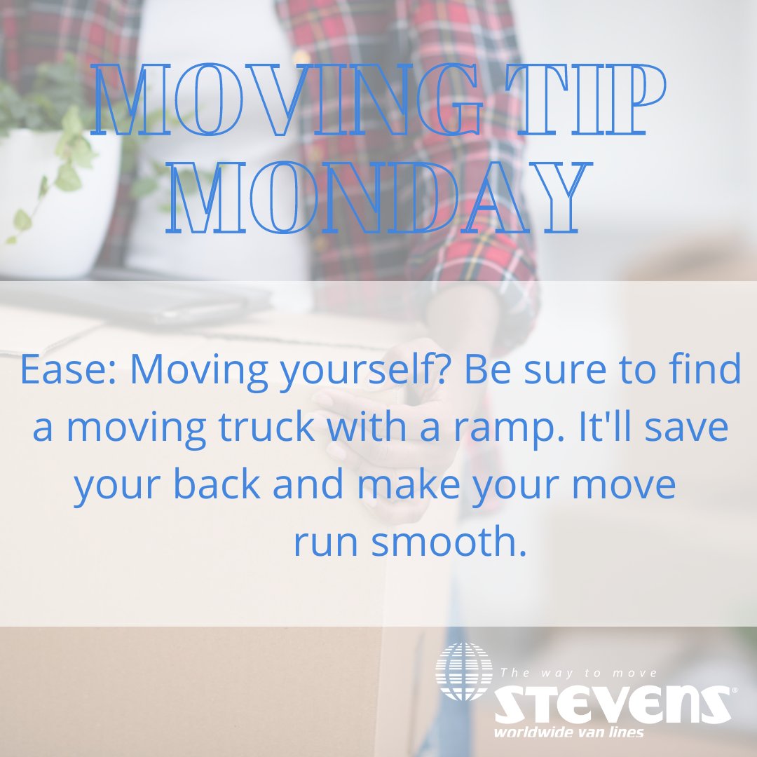 StevensVanLines's tweet photo. If you're moving yourself, be sure to get a truck with a ramp. It'll make your move much smoother and save your back in the long-run. #MovingTipMonday https://t.co/8sTazYbf8q