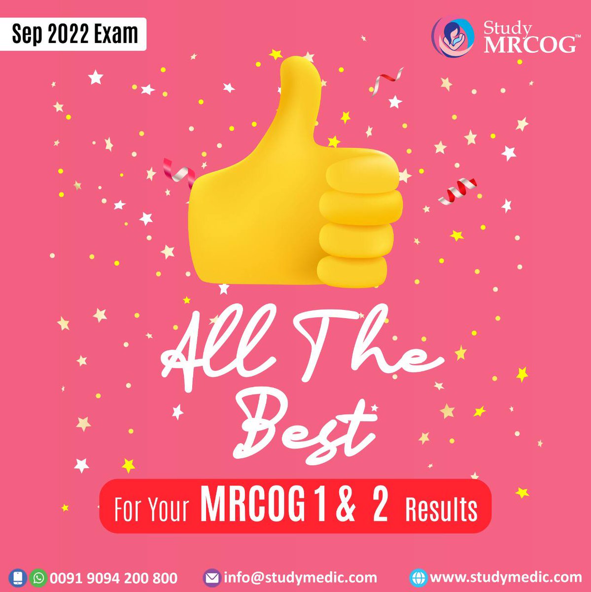 Study_MEDIC's tweet photo. StudyMRCOG wishes you all the best for your MRCOG Part 1 & Part 2 Sep 2022 Exam! May your remarkable efforts be rewarded with success in the exam.
#StudyMEDIC
#StudyMRCOG
#MRCOG #MRCOGpart1 #MRCOGpart2 #MRCOGresult #MRCOGseptember2022exam #RCOG #StudyMRCOGonlineCourses https://t.co/E05kGm3nwz