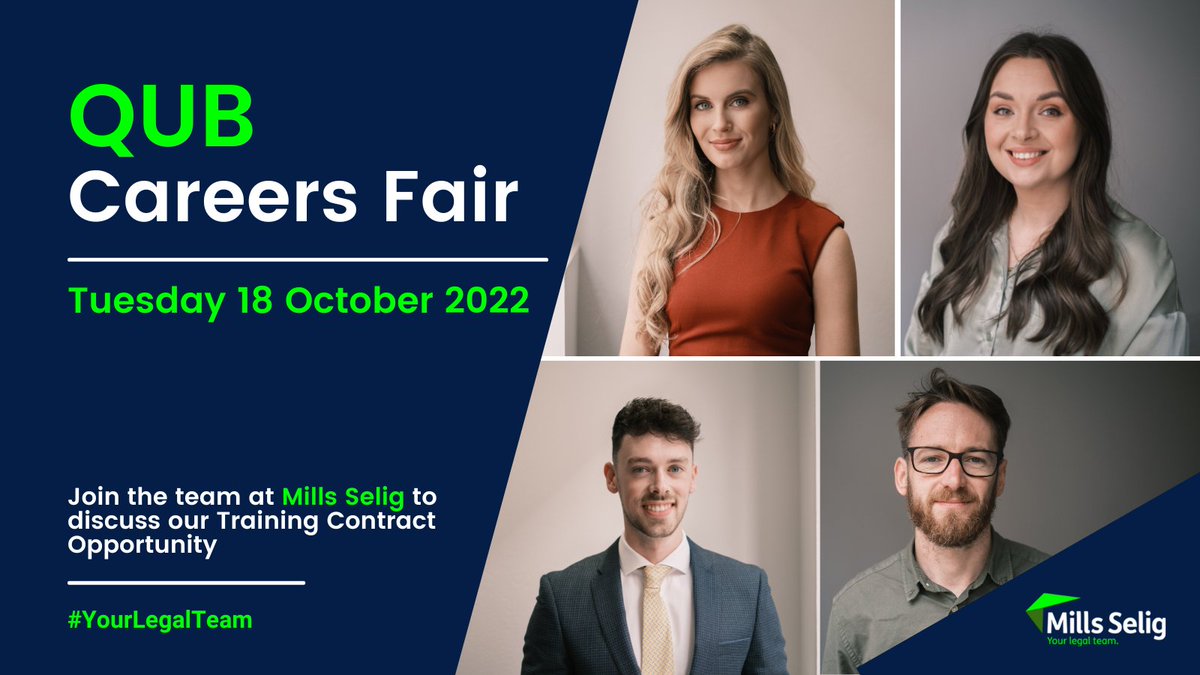 Join the team from <a href="/mills_selig/">Mills Selig</a> at Tuesday's <a href="/QUBCareers/">Queen's Careers</a> Autumn Careers Fair - we are happy to answer any queries on our #TrainingContract opportunity🙌 

Register: virtualcareersfairs.qub.ac.uk/event/6517

#QUBCareersFairs #YourLegalTeam #Recruitment #LegalCareer