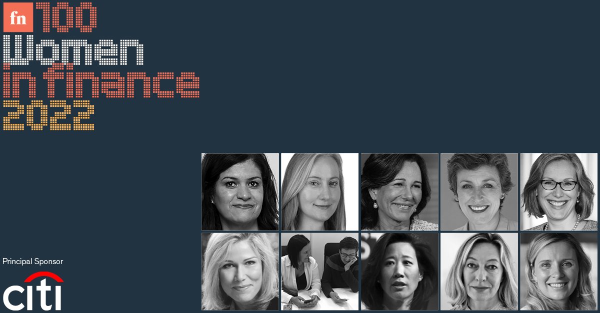 FinancialNews's tweet photo. The FN100W 2022 features Martine Bond @StateStreet, Sandra Boss @BlackRock, @AnaBotin, Katherine Braddick @Barclays, @KristineBraden, Leda Braga #Systematica, @eileentso, Selina Burdell #LCMPartners, @ccalmeja, Ina Kjaer & Maggie Brereton #EOS https://t.co/vw5Qm8TOq0 https://t.co/tS3ATtmS8r