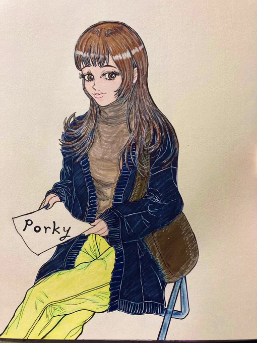 ペン入れしたまま放置してたので色付けました! #アナログ絵 #アナログイラスト #コピック #イラスト練習中 #イラスト好きな人とつながりたい