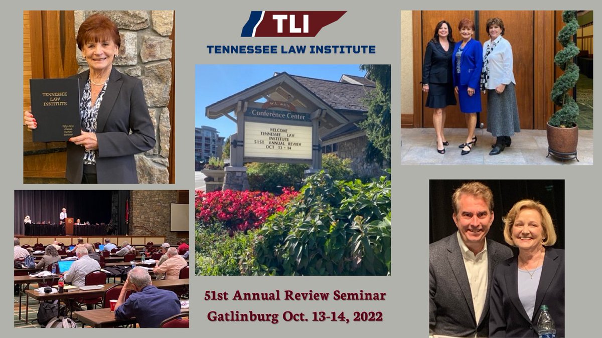tnlawinstitute's tweet photo. We appreciate all who joined us in Gatlinburg last week at the #TLI Annual Review Seminar.  We have two more live sessions coming up:  Knoxville, Nov 8-9 &amp; Nashville Nov. 29-30.  Join us for your #2022CLE needs.

Learn more at https://t.co/WKpGQ3QsJF or call 800-827-6716. https://t.co/po0sEy1OoJ