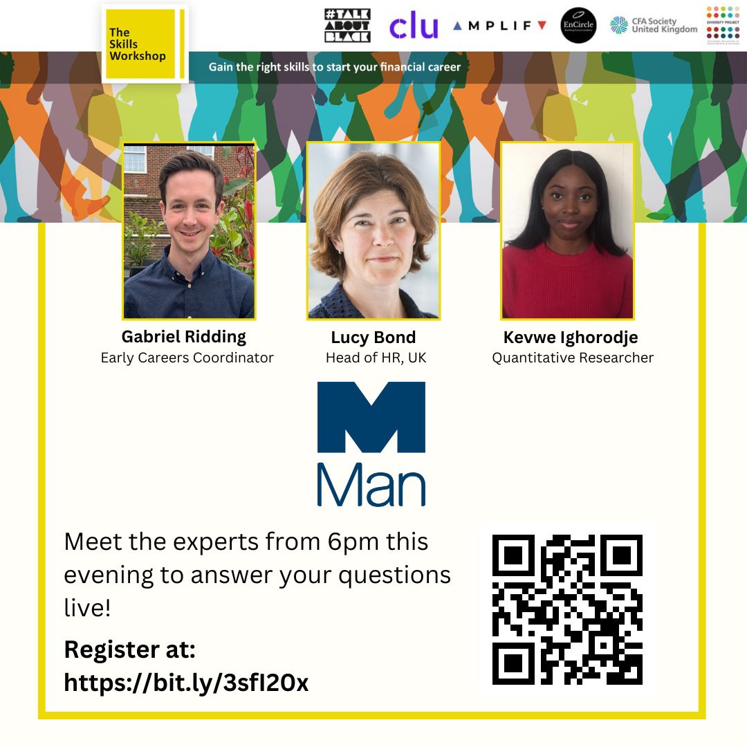 talkaboutblack's tweet photo. This is the last week of The Skills Workshop Virtual Careers Fair, &amp; we kick off this great week of industry firms with the experts from @ManGroup   Sign up and come join us from 6pm! https://t.co/iPdhNiO9E3 @DiversityProj 
#TheSkillsWorkshop #TalkAboutBlack #ImpactThruInclusion https://t.co/Oe5ZGMq8FJ