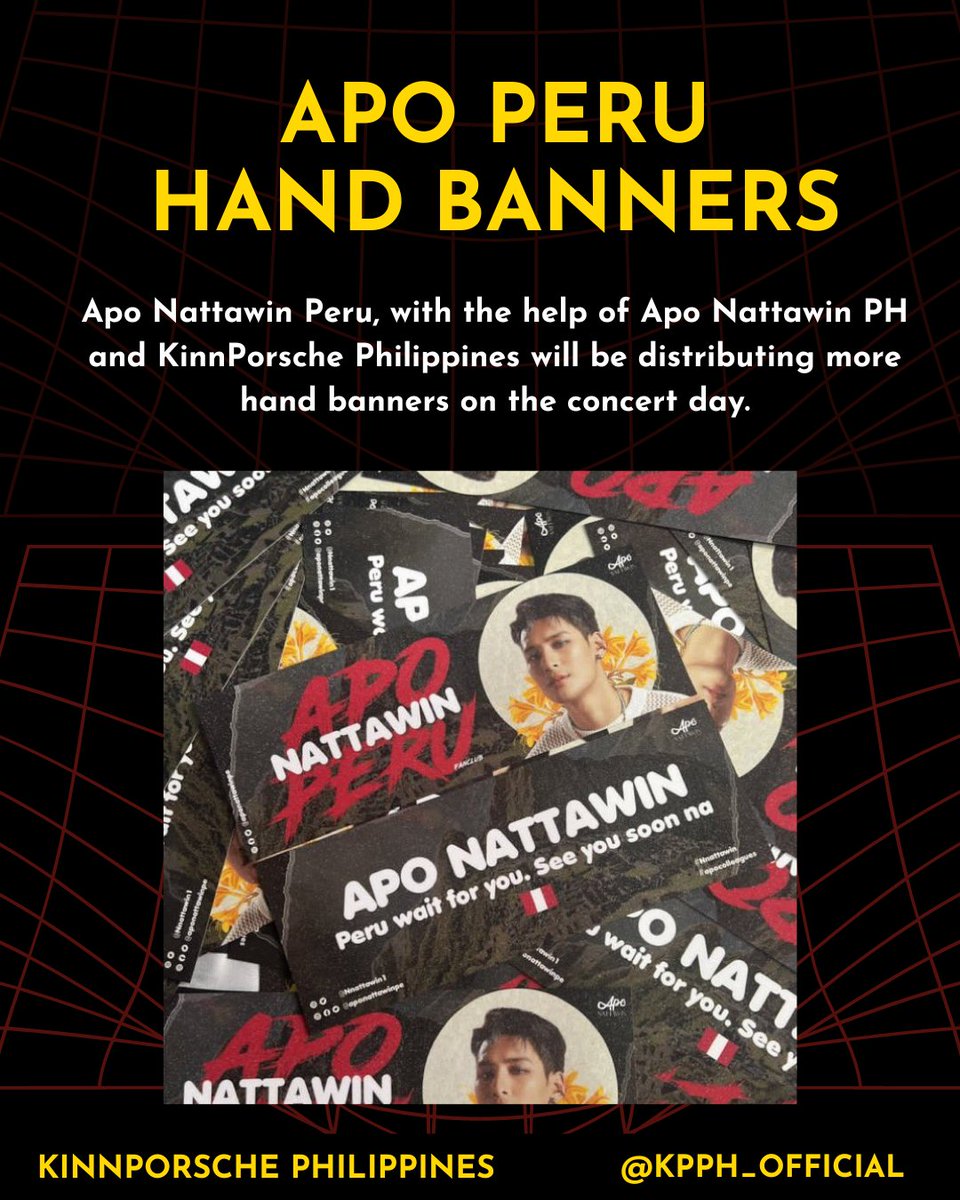 BeOnCloud_PH's tweet photo. Glittered Apo hand banners, you say?
Apo Nattawin Peru will be giving away more Apo hand banners on October 22!
#KPWorld
#KinnPorscheWorldTourManila https://t.co/2FV3KaRazs