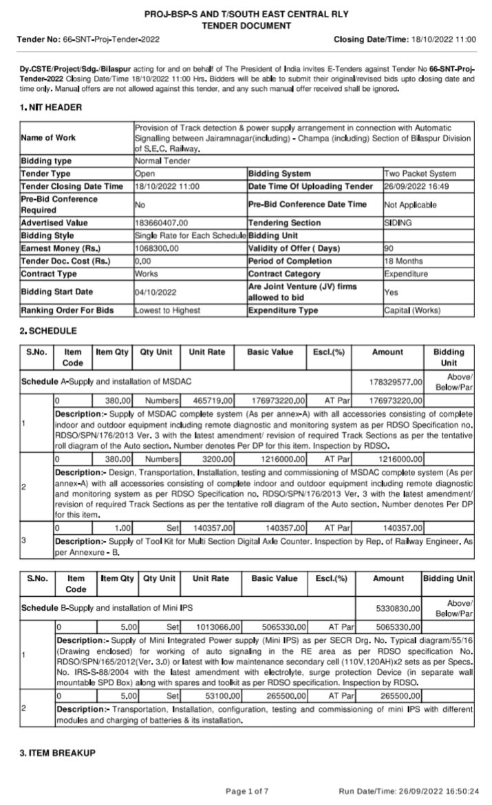 Railwhispers's tweet photo. One more #scam exposed:
#PCSTE/@secrail is not only in connivance with the #cartel_leader of Signalling #Contractors floated #MSDAC #tender through Works rather than Stores at double the price but also made the technical eligibility criteria for #ElectronicInterlocking & not/2 https://t.co/r89iMHSsRX