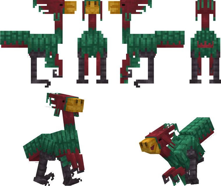 FietDit's tweet photo. The Chomper REVAMPED!! (this is the final design hopefully)
finally decided to show the real Chomper!

hope you like the new one!
#minecraft #blockbench #pixelart #models #SNIFFERSWEEP #SnifferSupremacy #Dinosaurs #Raptor https://t.co/1QIDoiQXR4