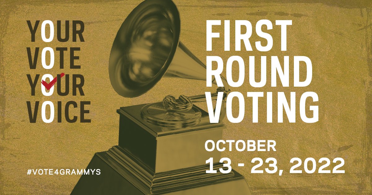 Participation in the #GRAMMYs voting process is critical to upholding the integrity of music’s only peer-voted honor. If you're a <a href="/RecordingAcad/">GRAMMYS</a> voting member, be sure to cast your First Round ballot by Oct. 23! #Vote4GRAMMYs #IamTheAcademy #OnlyByGodsGrace
