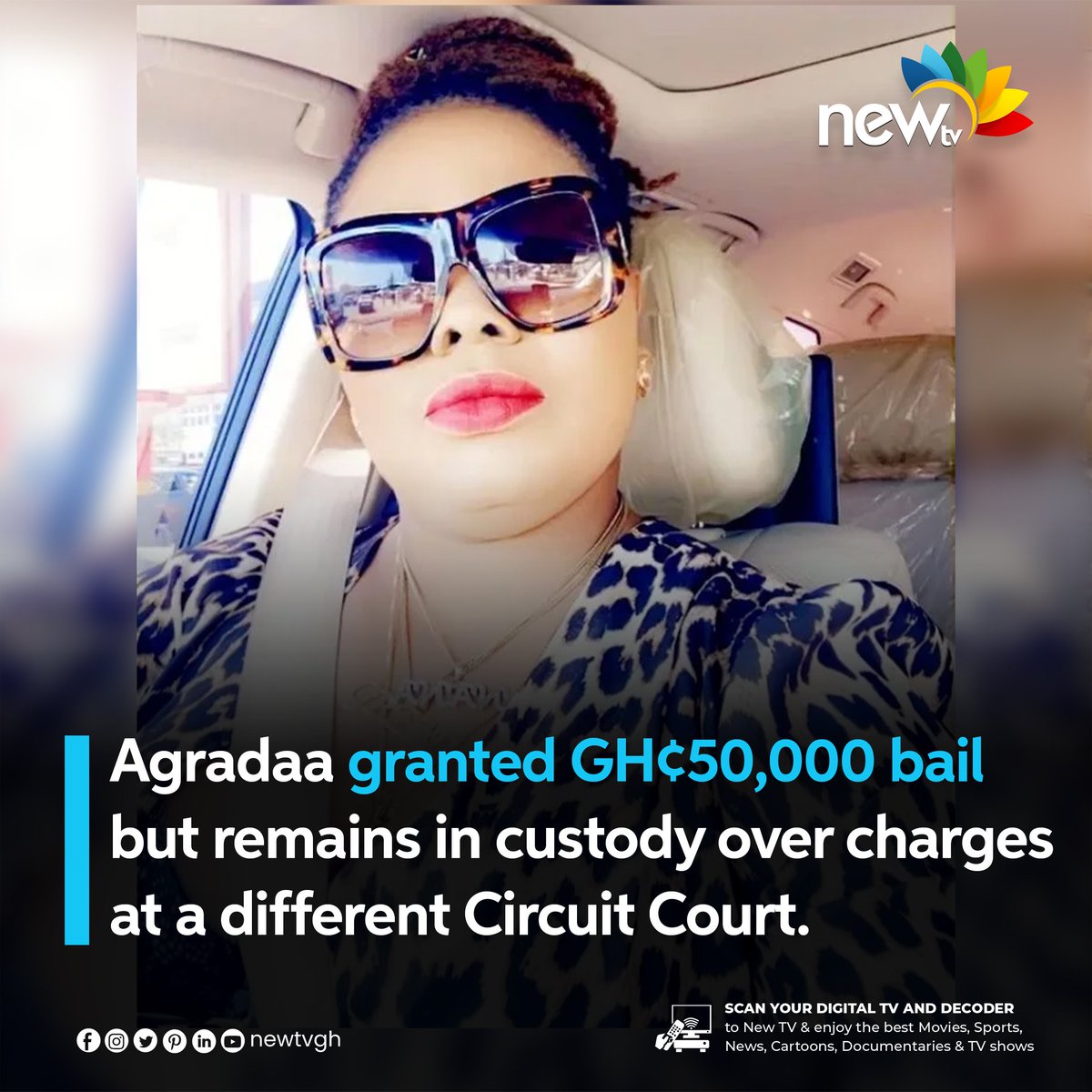 newtvgh's tweet photo. Patricia Asiedua, a.k.a. Nana Agradaa, was granted bail in the amount of GH 50,000 with three sureties but will stay in detention notwithstanding the bond due to charges she is facing at a different Circuit Court.

#newtvgh https://t.co/seuP5Ww03B