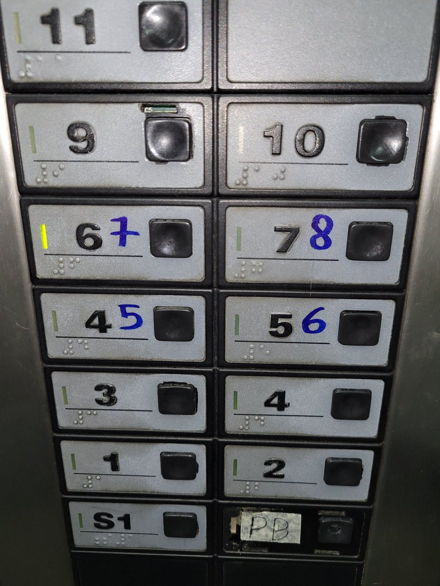 GuiFerreiroPy's tweet photo. Simbólico: en el Poder judicial, nada es lo que aparenta, ni los ascensores.  No, no hay piso 67; si marcas el 6, te vas al 7, el 4, te lleva al 5, por eso alguien, escribió con bolígrafo la información correcta. Imagínense cómo leen los Artículos de la Constitución. https://t.co/evO92WNtQ9