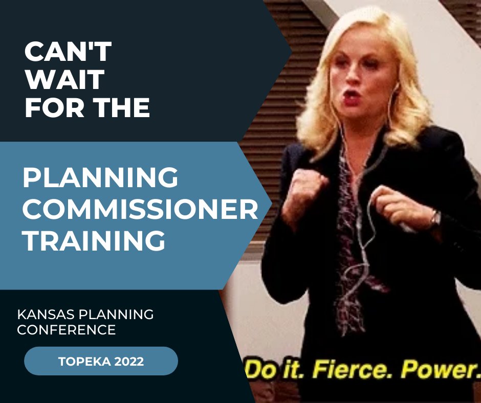 APA_KS's tweet photo. Can't wait for the PLANNER COMMISSIONER TRAINING. See you at the Kansas Planning Conference #KPC2022 #planning #commissioner #training #leslie_knope #fierce #power https://t.co/xEZXQt5RlU